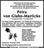 Anzeige für Petra von Glahn-Marticke