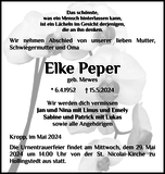 Anzeige für Elke Peper