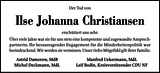 Anzeige für Ilse Johanna Christiansen