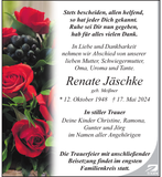 Anzeige für Renate Jäschke