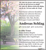 Anzeige für Andreas Schlag