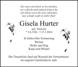 Anzeige für Gisela Hurter