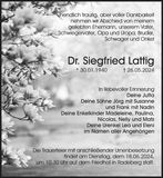 Anzeige für Dr. Siegfried Lattig
