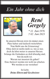 Anzeige für René Gergely