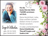 Anzeige für Inge Wilhelm