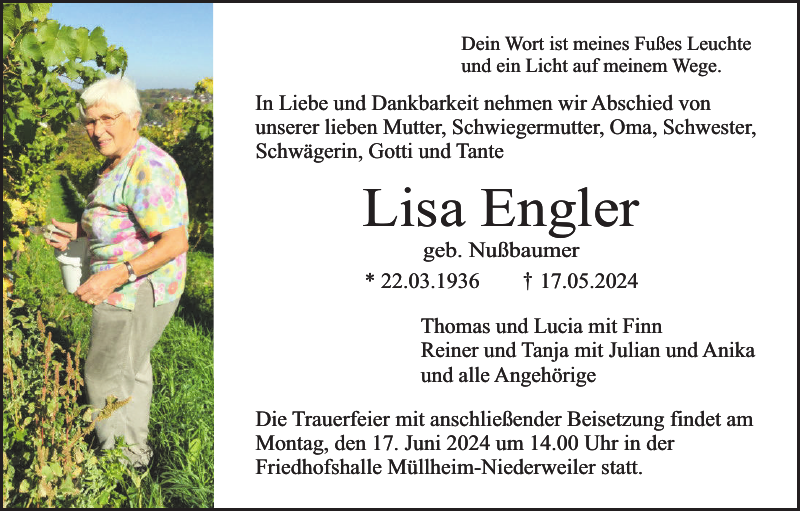 Lisa Engler: Danksagung : Badische Zeitung