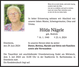 Anzeige für Hilda Nägele
