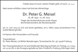 Anzeige für Peter G. Meisel