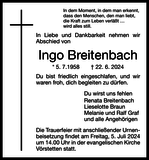 Anzeige für Ingo Breitenbach