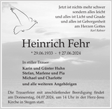 Anzeige für Heinrich Fehr