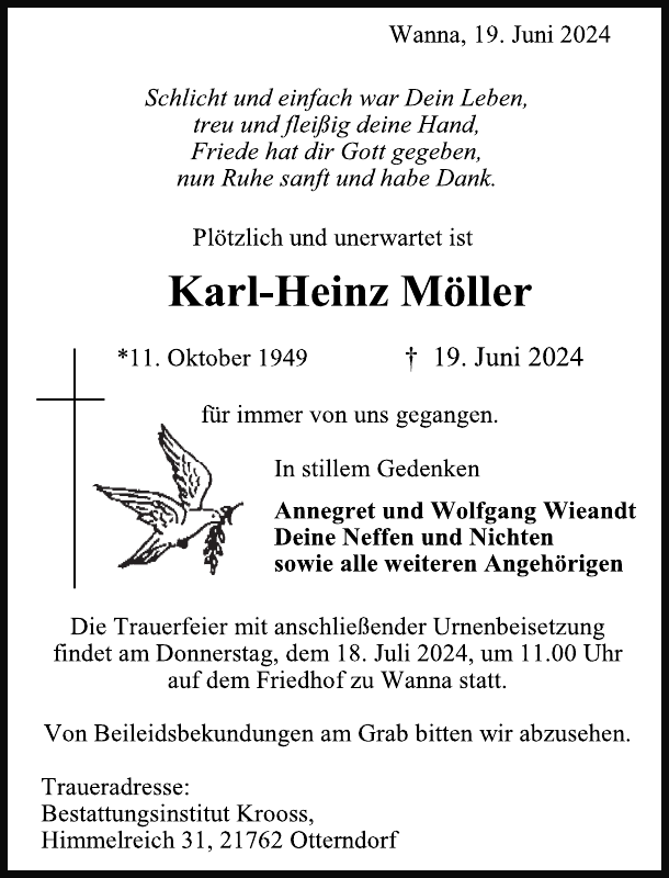 KarlHeinz Möller Traueranzeige NiederelbeZeitung