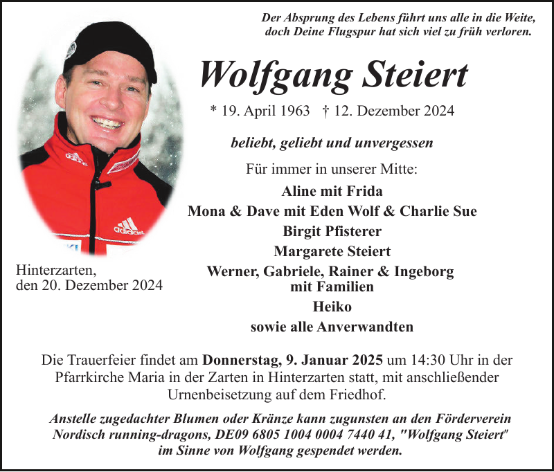 Wolfgang Steiert Traueranzeige Badische Zeitung