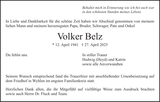 Anzeige für Volker Belz