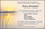 Anzeige für Heinz Benndorf