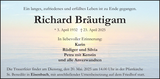 Anzeige für Richard Bräutigam