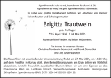 Anzeige für Brigitta Trautwein