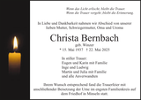 Anzeige für Christa Bernbach
