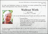 Anzeige für Waltraut Wirth