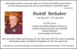 Anzeige für Rudolf Rethaber